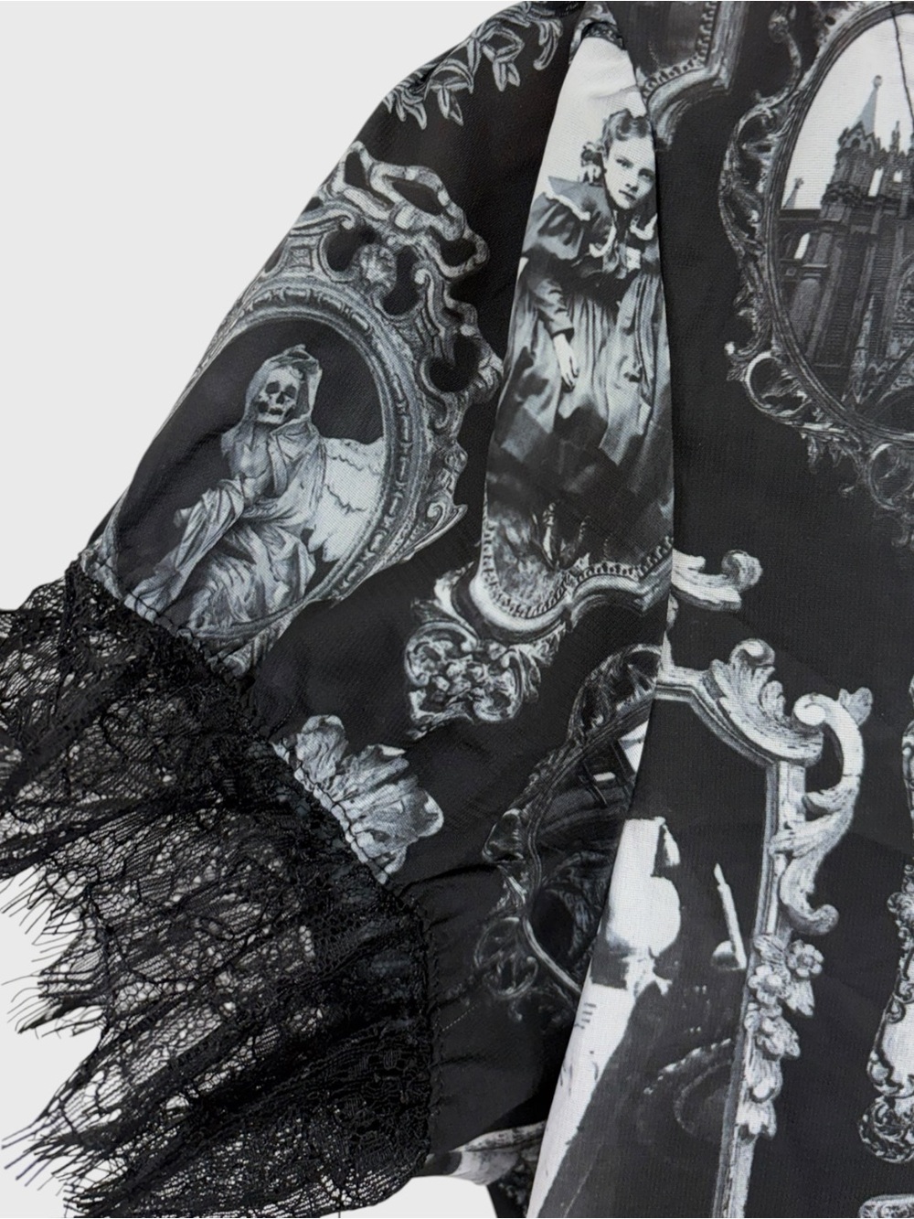 Widow Black White Forbidden Memories Creepy Photo Baby Doll Mini Dress Size XS - Picture 3 of 10